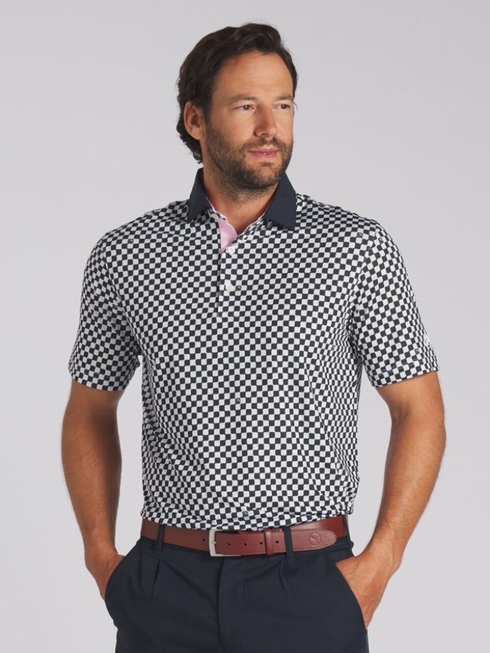 NWT Puma X Arnold Palmer Men's AP MATTR Checkered Golf Polo Shirt SZ Large $90